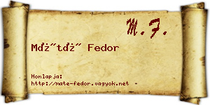 Máté Fedor névjegykártya